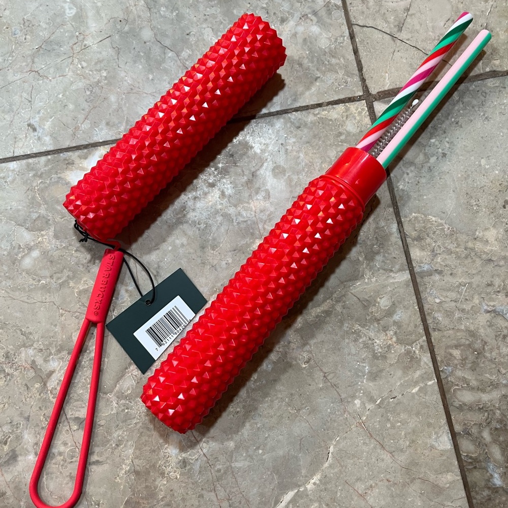 Starbucks Red Textured Straw Set